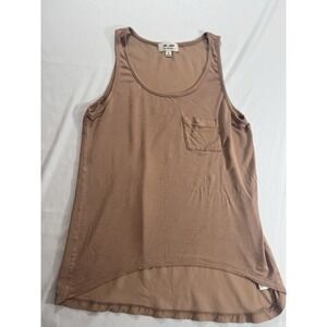 The Arte by Zenana Women's M Solid Brown Scoop Neck Sleeveless Pocket Tank